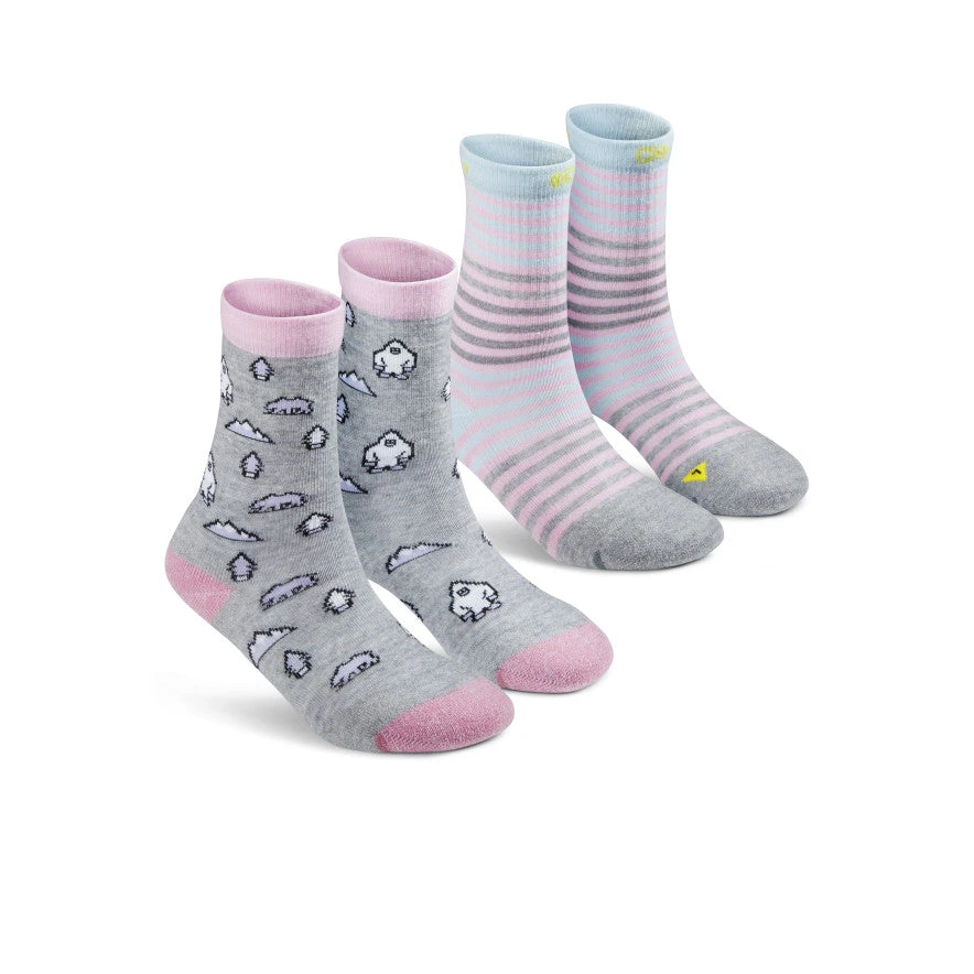 Keen Kids' Comfy Crew Socks 2-Pack | Feather Yeti Print 1 Keen Kids' Comfy Crew Socks 2-Pack | Feather Yeti Print