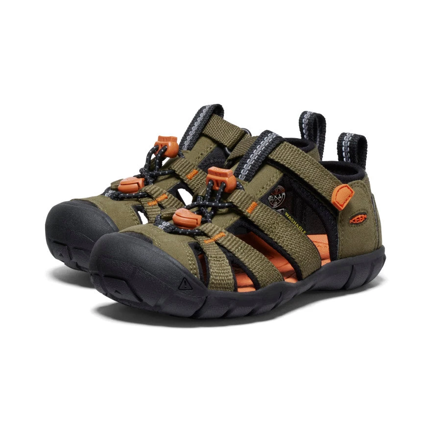 Keen Little Kids' Seacamp II CNX | Dark Olive/Gold Flame 2 Keen Little Kids' Seacamp II CNX | Dark Olive/Gold Flame - Image 2